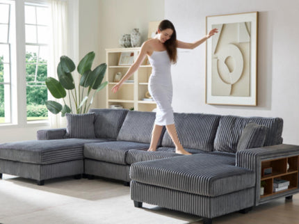 U-Shaped Convertible Sofa, 4 Seater Large Living Room Lounge