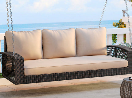 3 Person Large Patio Swing Bench With Cushions For Backyard
