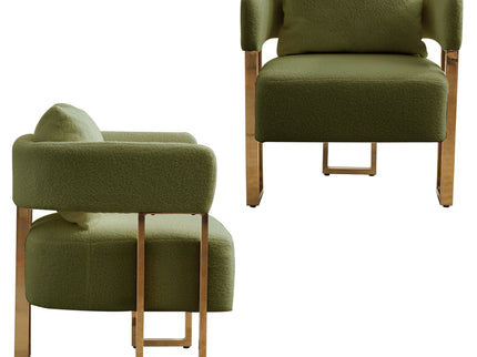 Modern Decorative Chair Teddy Fleece Upholstered And Metal Foot