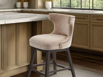 360 Degree Swivel Counter Stool With Silver Detailing