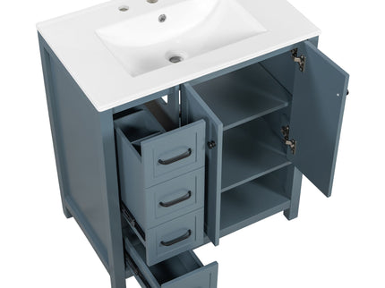 Bathroom Vanity With Sink Top, Bathroom Vanity Cabinet With 2 Doors And 2 Drawers, Open Shelf