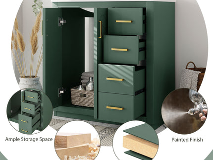 Bathroom Vanity With Sink, Storage Cabinet, Freestanding Set With 3 Drawers & Soft Closing Doors