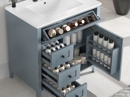 Modern Bathroom Vanity With Sink, 3 Drawers And Adjustable Shelf