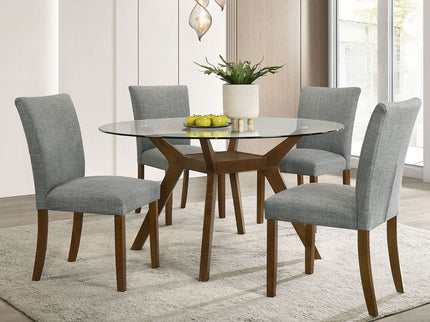 Flynn - Round Glass Top Dining Table - Brown
