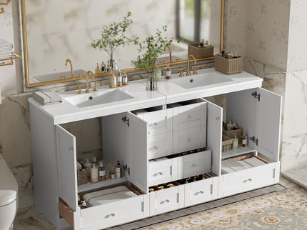 Shaker Free Standing Bathroom Vanity Cabinet & Sink, Soft Close Drawers, Soft Close Doors