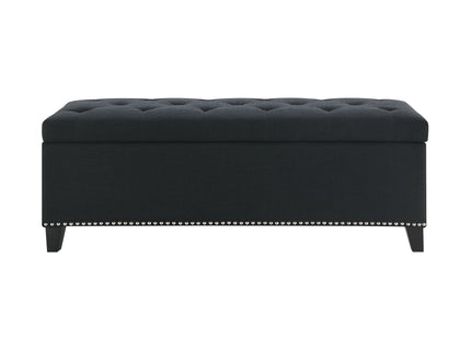Button-Tufted Storage Ottoman With Safety Close Hinge