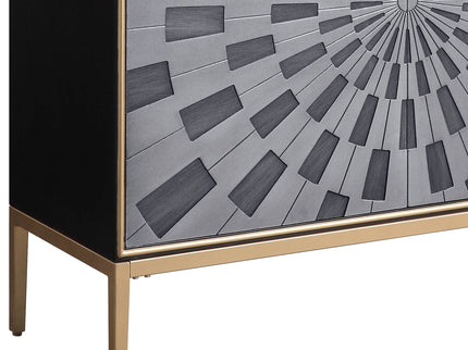 Quilla - Brass Console Cabinet - Black / Gery