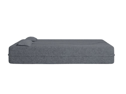 Modern Floor Sofa, With 2 Pillows, Convertible Teddy Fabric Foam Filled Bed