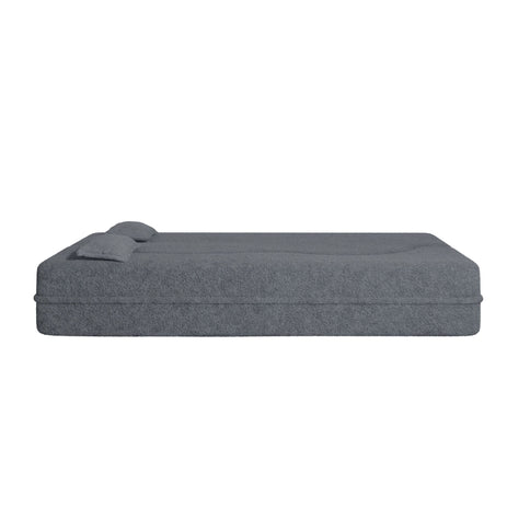 Modern Floor Sofa, With 2 Pillows, Convertible Teddy Fabric Foam Filled Bed