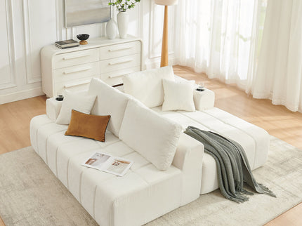 L - Shaped Sectional Sofa With Cup Holders & Side Pockets
