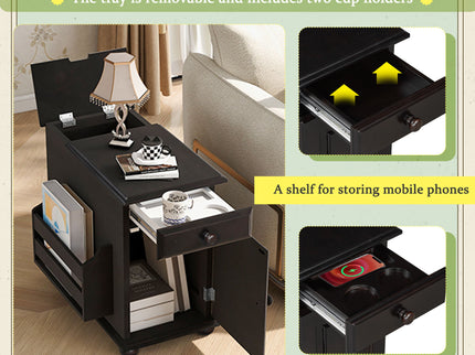 Vintage Flip Top Side Table With USB Ports
