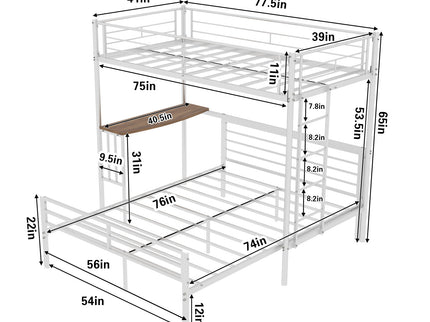 Bunk Bed With Built In Desk & Guardrail Frame