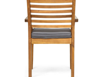 Outdoor Dining Chair With Slat Back And Acacia Wood Frame (Set of 2) - Gray / Teak