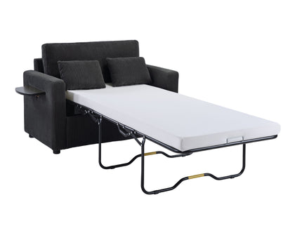 Sleeper Sofa With Foldable Mattress, USB Ports, Side Table & Storage Pocket