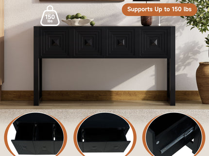 Geometric Carved Console Table With 3 Soft Close Drawers