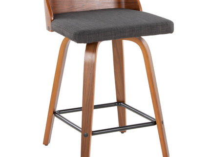 Maya - Mid Century Modern Fixed Height Counter StoolSwivel And Square Footrest (Set of 2)