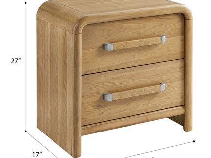 2 Drawer Nightstand With USB Charging - Brown
