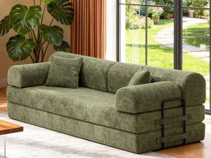 Modern 2 Tone Fabric Convertible Sleeper Sofa Bed