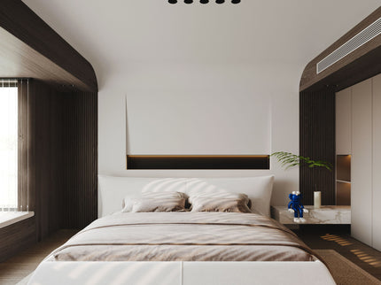 Upholstered Platform Bed With Special Shaped Headboard
