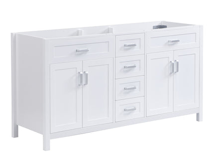 Bathroom Vanity Cabinet Only, Soft Close Doors & Drawers, 4 Drawers & 2 Double Door Cabinets - White