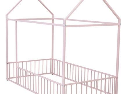 Metal Bed House Bed Frame With Fence