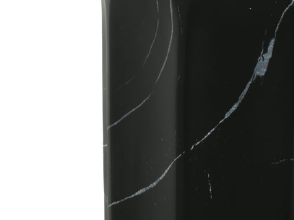 Outdoor Lightweight Concrete BMarble Effect Side Table, Living Room End Table - Black / Marble