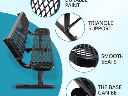 Outdoor Steel Bench With Backrest