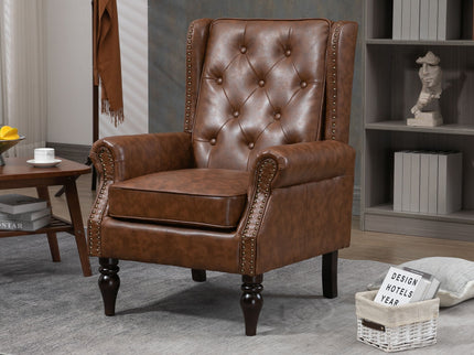 Modern Accent Armchair With Sturdy Wood Legs