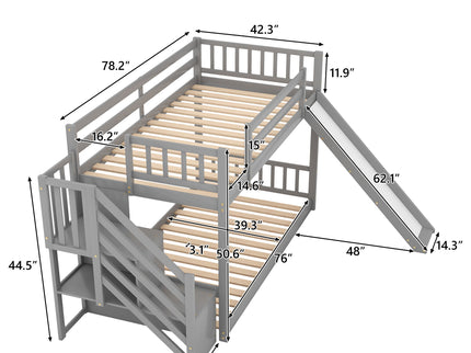 Bunk Bed With Convertible Slide And Stairway