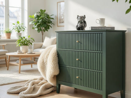 Fluted 3 Drawer Nightstand With Soft Close Slides