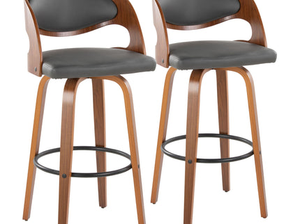 Pino - Mid Century Modern Fixed Height Barstool With Swivel & Round Footrest (Set of 2)