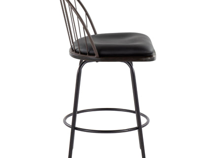 Riley - Claire Farmhouse Fixed Height Counter Stool With Swivel With Round Footrest (Set of 2)
