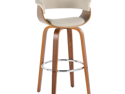 Vintage Mod - Mid Century Modern Fixed Height Barstool With Swivel With Round Footrest (Set of 2)