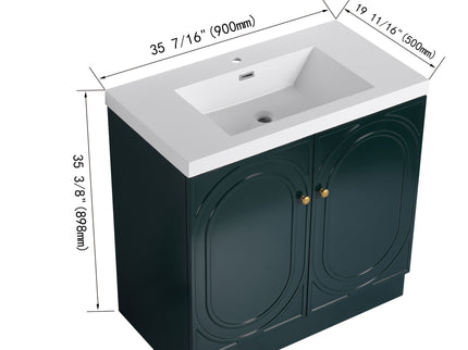 Contemporary Freestanding Bathroom Vanity With Resin Sink & Soft-Close Cabinet Doors
