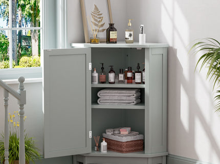 Bathroom Cabinet Triangle Corner Storage Cabinet With Adjustable Shelf Modern Style