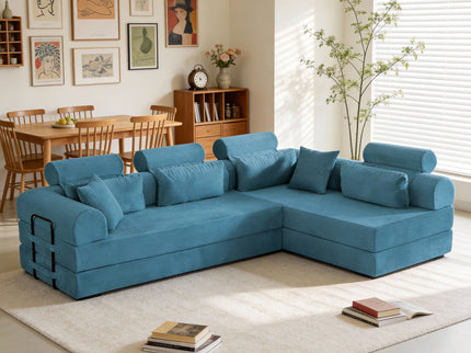 Modern L-Shape Modular Sectional Sofa, Compressed Design