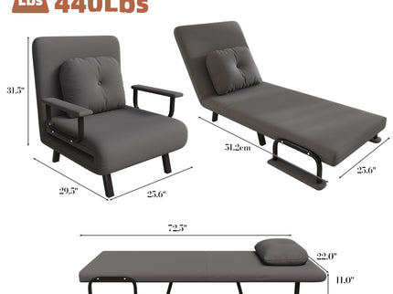 5 In 1 Folding Sofa Bed With 5 Position Adjustable Backrest