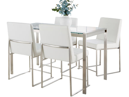 Fuji - High Back Contemporary Dining Set, Glass 5 Piece