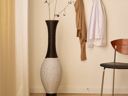 Tall Designer Floor Vase With Elegant 2 Tone