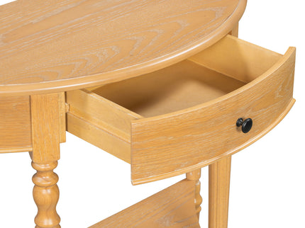 Half Moon Console Table With Drawer & Shelf