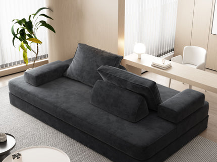 Multifunctional Convertible Sofa Bed With 2 Tumbler Backrests And 2 Pillows, Deep Seat Couch
