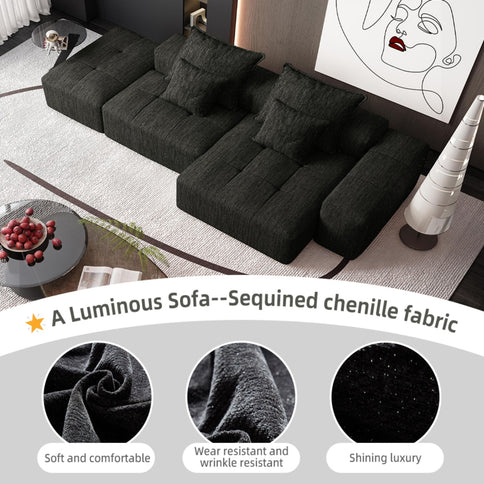 Modern Oversized Diy Combination Modular Sectional Sofa With Pillows