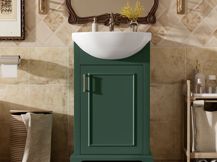 20" Bathroom Vanity With Bulged Sink, Freestanding Single Vanity Set, Soft Close Door