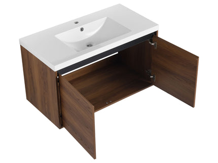 Bathroom Vanity Set With Resin Countertop Sink And 2 Doors, Engineered Wood
