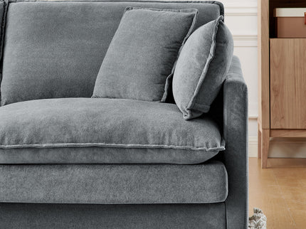 L-Shaped Sectional Sofa With Ottoman, Convertible 4 Seater Couch