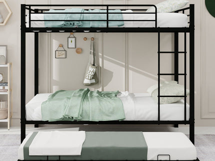 Bunk Bed For Kids, Convertible Frame With Ladders & Guardrail