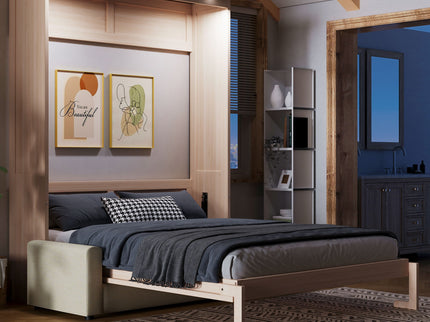 Queen Size Murphy Bed With Sofa And LED - Beige