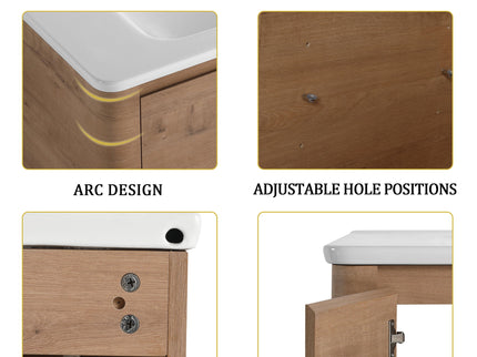 Freestanding Bathroom Vanity With Sink, 2 Small Storage Cabinets, Soft Close Doors