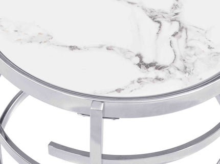 Elegant Round Table With Sintered Stone Top & Sturdy Metal Frame