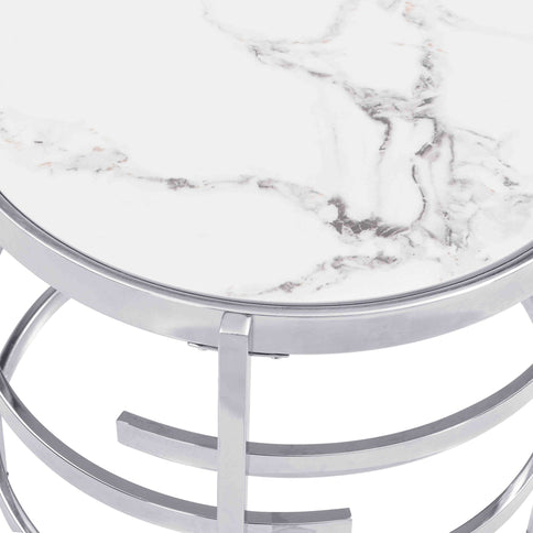 Elegant Round Table With Sintered Stone Top & Sturdy Metal Frame